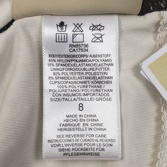 Michael Kors Black Sonoran Palm Logo Ring Halter One-Piece Swimsuit Size 8 NWT - Picture 6 of 16